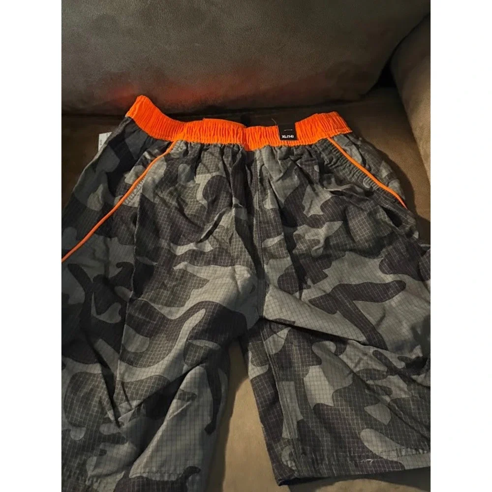 Jurassic Park Youth Swim Trunks XL 14 Camo Orange Board Shorts New